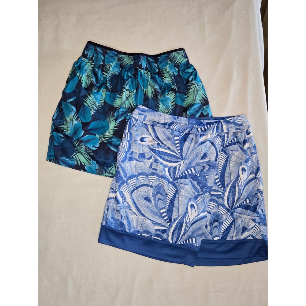 Greg Norman PlayDry Golf Skorts Bundle Women Small Blue Tropical Floral 2 Pack